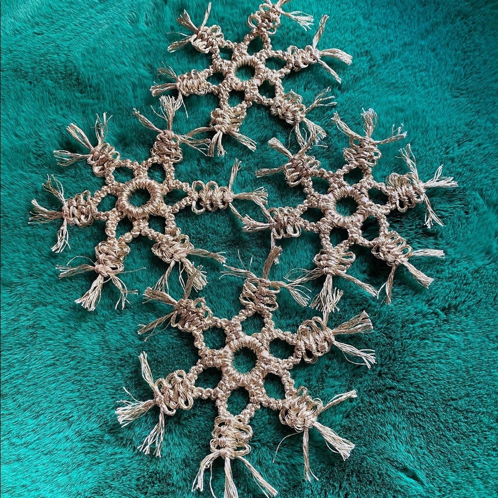 Handmade Macrame Crochet Snowflake Ornaments